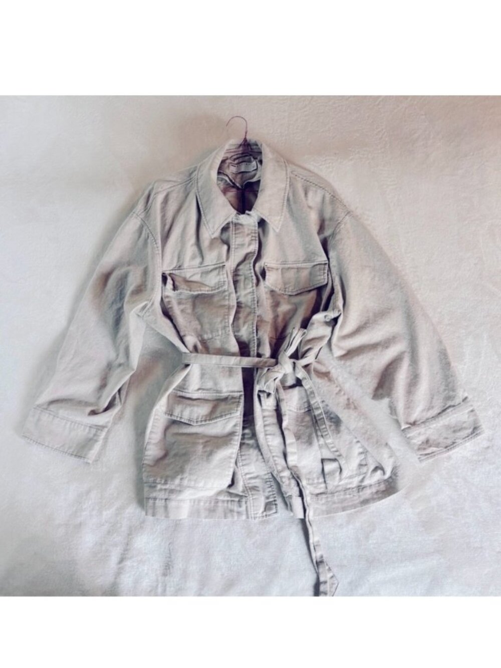 ASOS Taupe Utility Jacket With Tie Belt - Picture 5 of 10